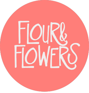 Flour & Flowers Logo (Melon & White)